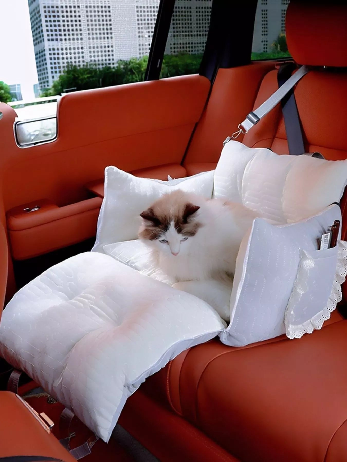 Comfortable & Secure Polyester Pet Car Seat Carrier – Booster Seat for Dogs & Cats – view 2