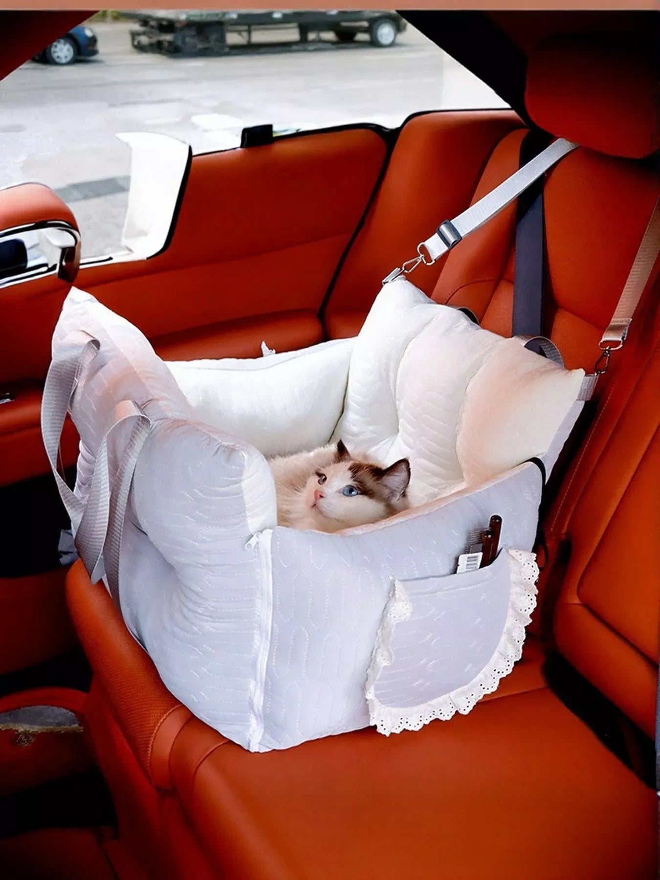 Comfortable secure polyester pet car seat booster carrier for dogs and cats