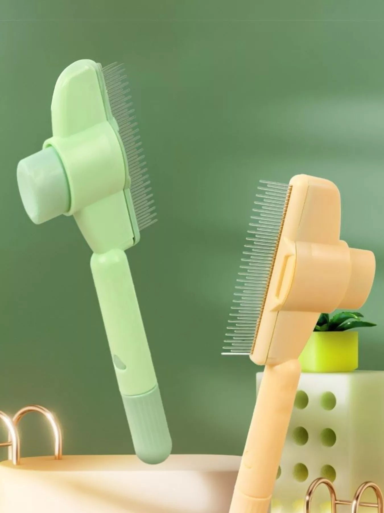 Compact Self-Cleaning Slicker Pet Hair Remover Brush – view 3