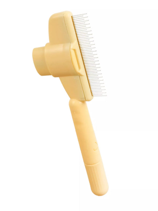 Compact self-cleaning slicker pet hair remover brush for dogs and cats