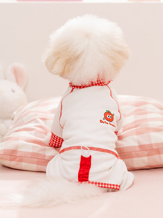 Contrast soft pet pajamas, pocketed one-piece loungewear for dogs and cats