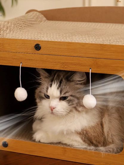Corrugated Paper Wooden-Style Cat House with Scratching Pad – view 10