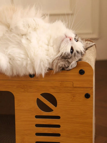 Corrugated Paper Wooden-Style Cat House with Scratching Pad – view 7