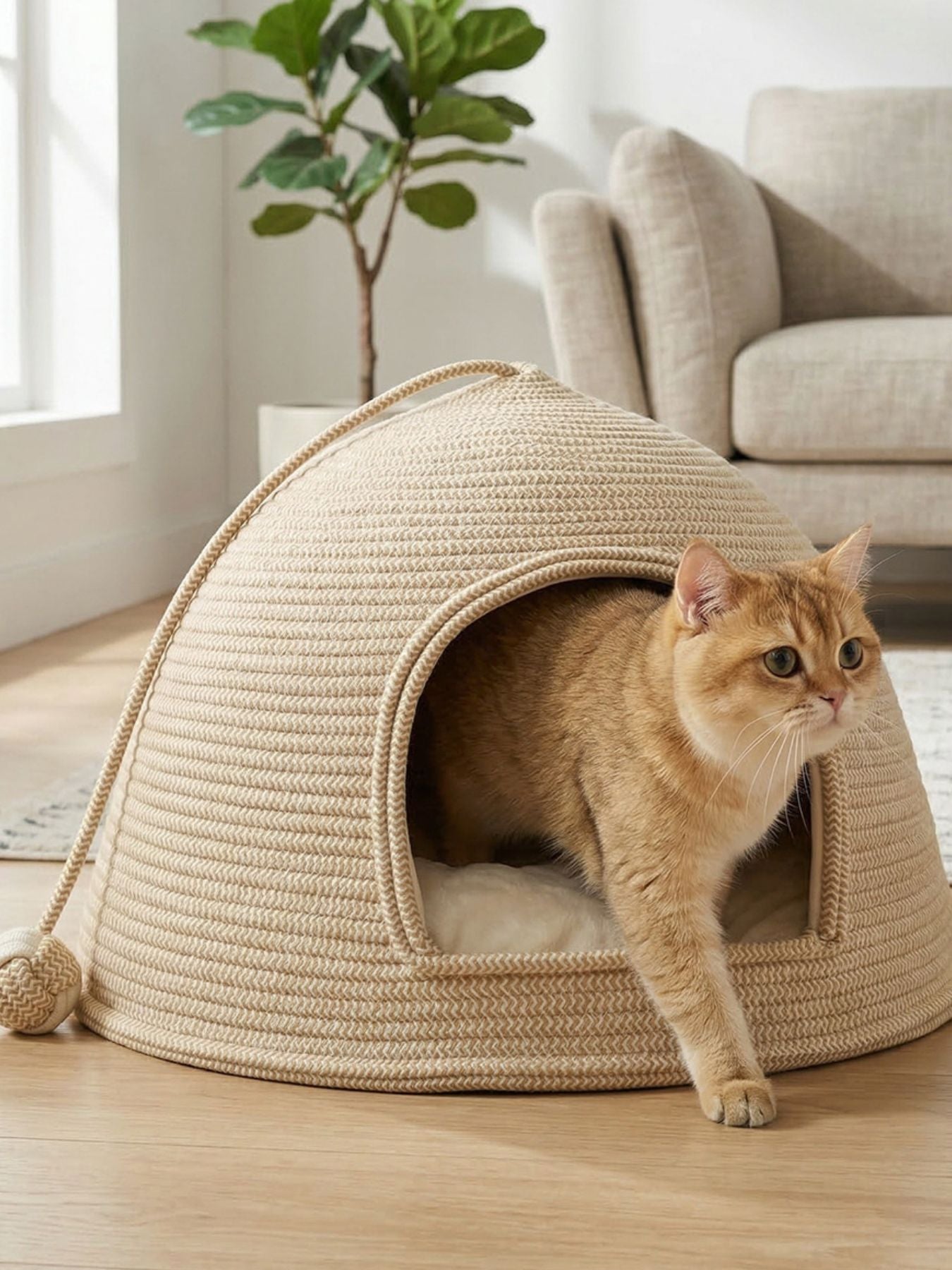 Cotton Rope Dome Pet Nest – Semi-Enclosed Scratch-Resistant Bed for Dogs & Cats – view 2