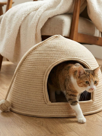Cotton Rope Dome Pet Nest – Semi-Enclosed Scratch-Resistant Bed for Dogs & Cats – view 4