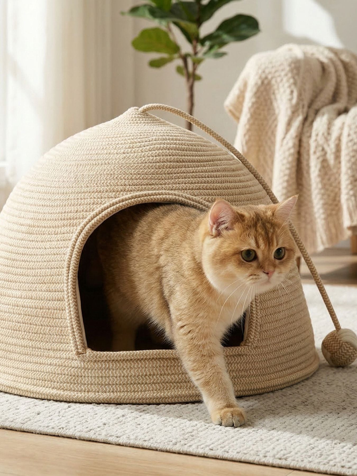 Cotton Rope Dome Pet Nest – Semi-Enclosed Scratch-Resistant Bed for Dogs & Cats – view 5