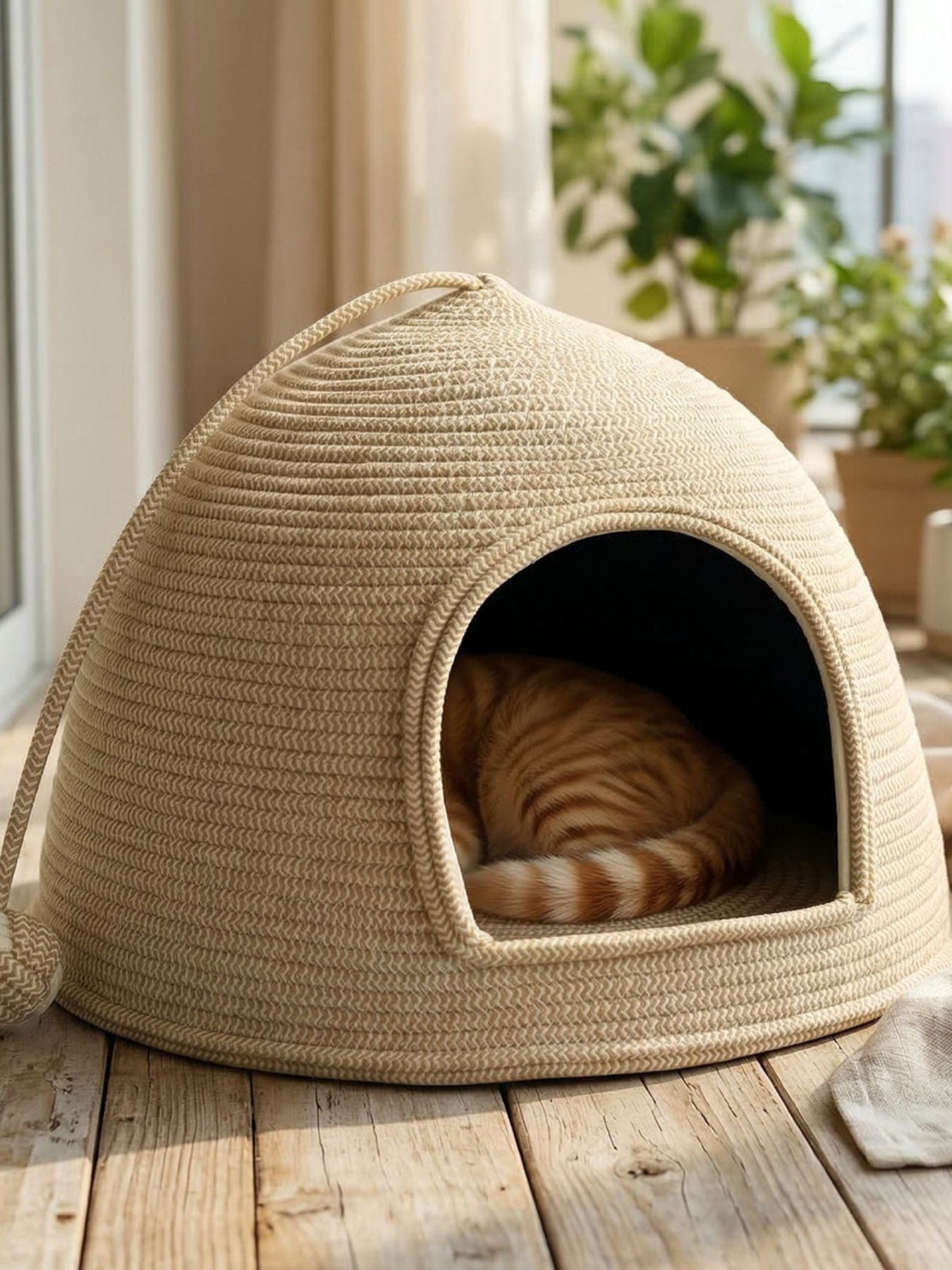 Cotton Rope Dome Pet Nest – Semi-Enclosed Scratch-Resistant Bed for Dogs & Cats – view 6