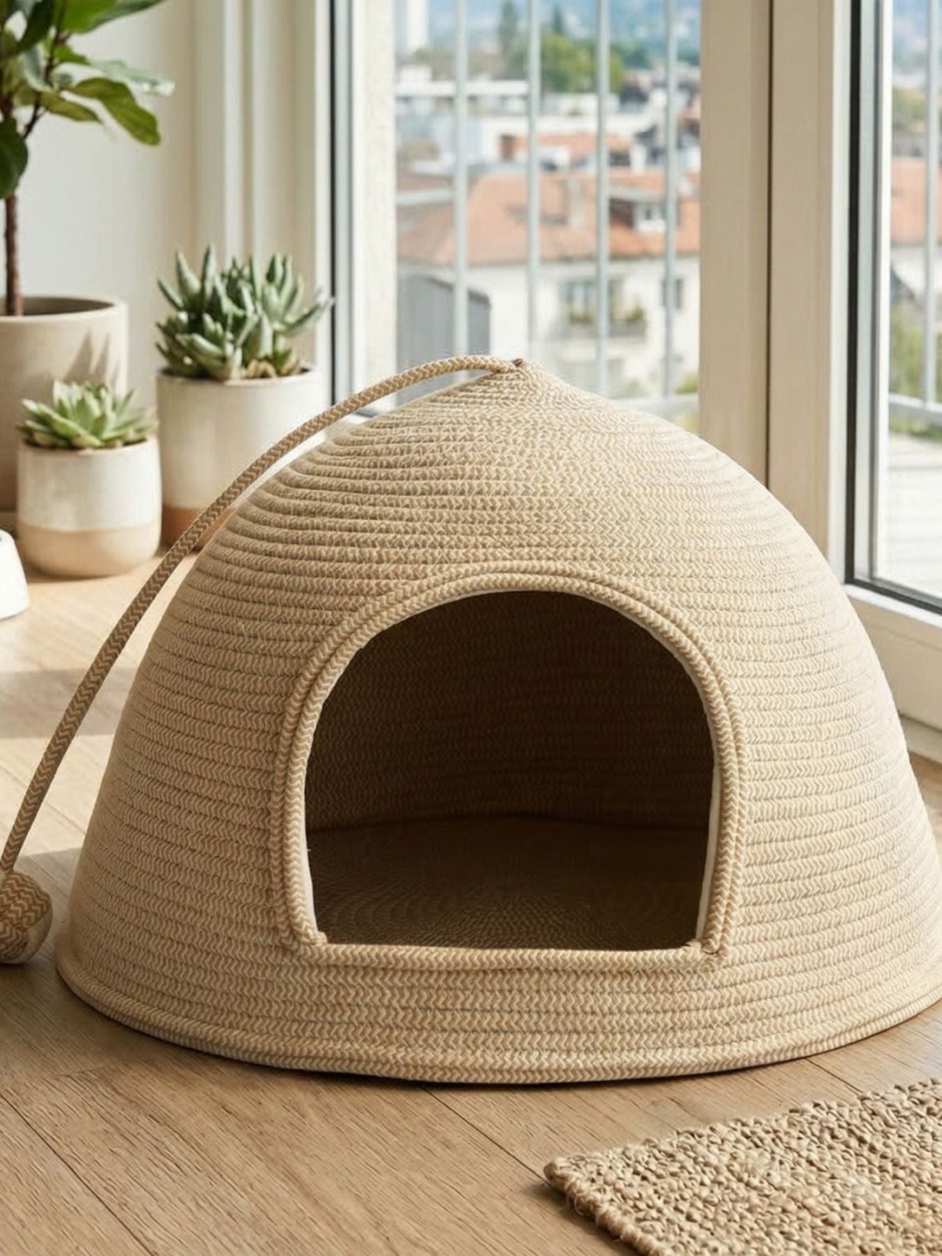 Cotton Rope Dome Pet Nest – Semi-Enclosed Scratch-Resistant Bed for Dogs & Cats – view 7