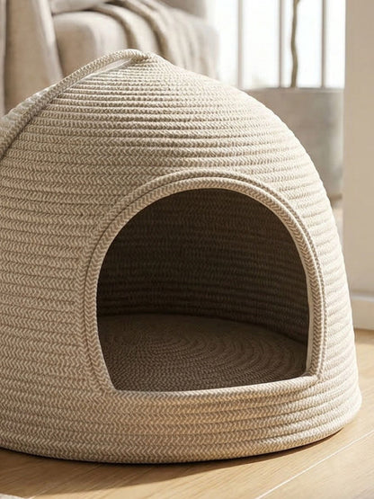 Cotton Rope Dome Pet Nest – Semi-Enclosed Scratch-Resistant Bed for Dogs & Cats – view 8