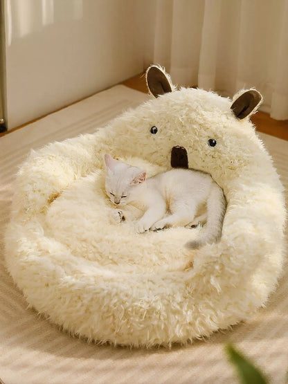 Cozy Bear-Shaped Plush Pet Nest – Soft Semi-Enclosed Bed for Cats & Small Dogs – view 2