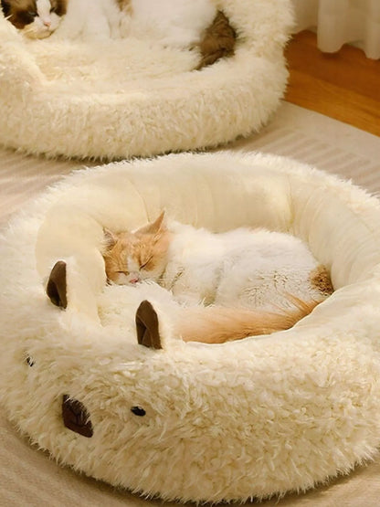 Cozy Bear-Shaped Plush Pet Nest – Soft Semi-Enclosed Bed for Cats & Small Dogs – view 4