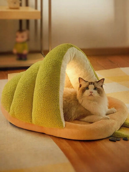 Cozy Caterpillar Shape Pet Nest with Plush Interior – Soft Enclosed Bed for Cats & Small Dogs – view 3