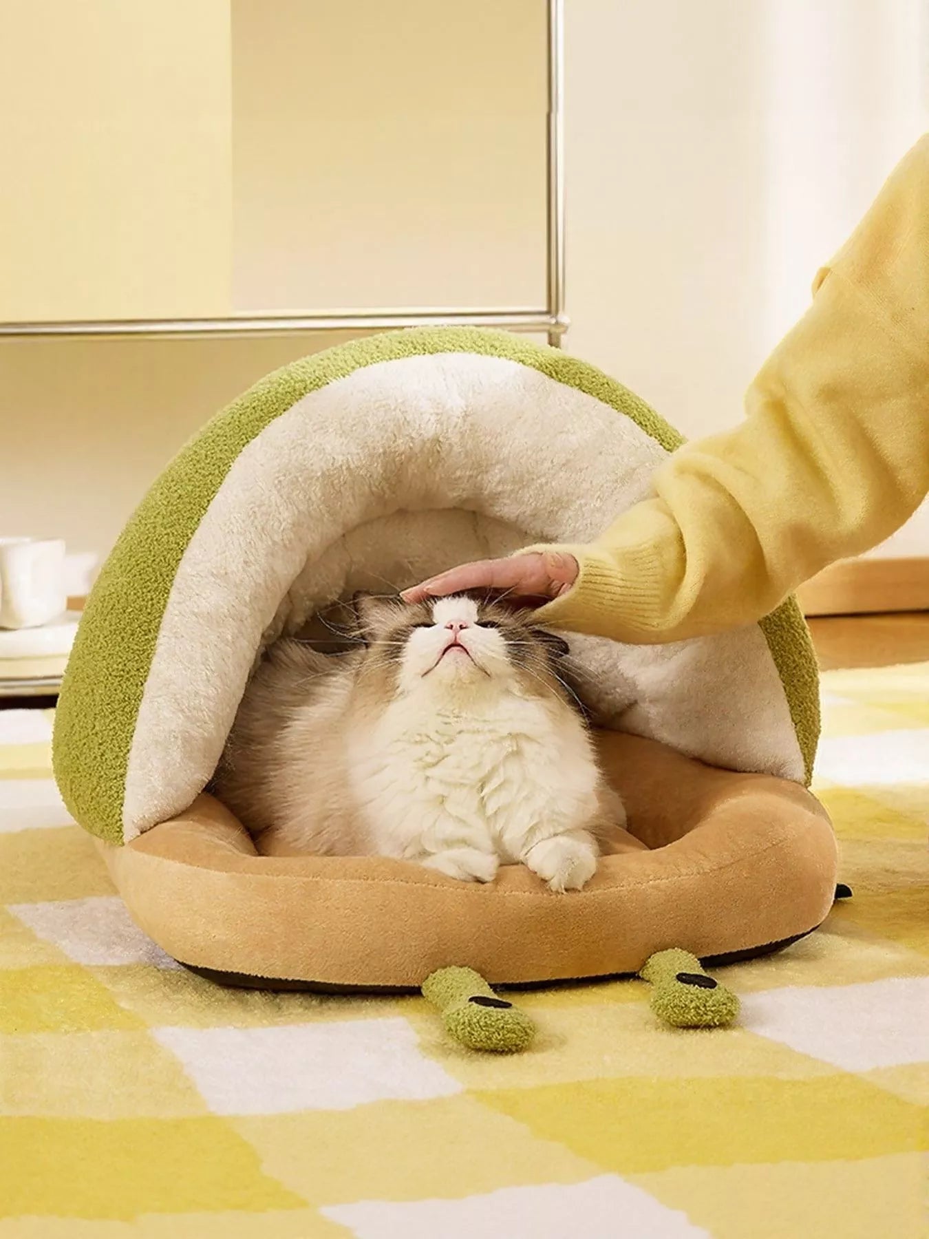 Cozy Caterpillar Shape Pet Nest with Plush Interior – Soft Enclosed Bed for Cats & Small Dogs – view 5