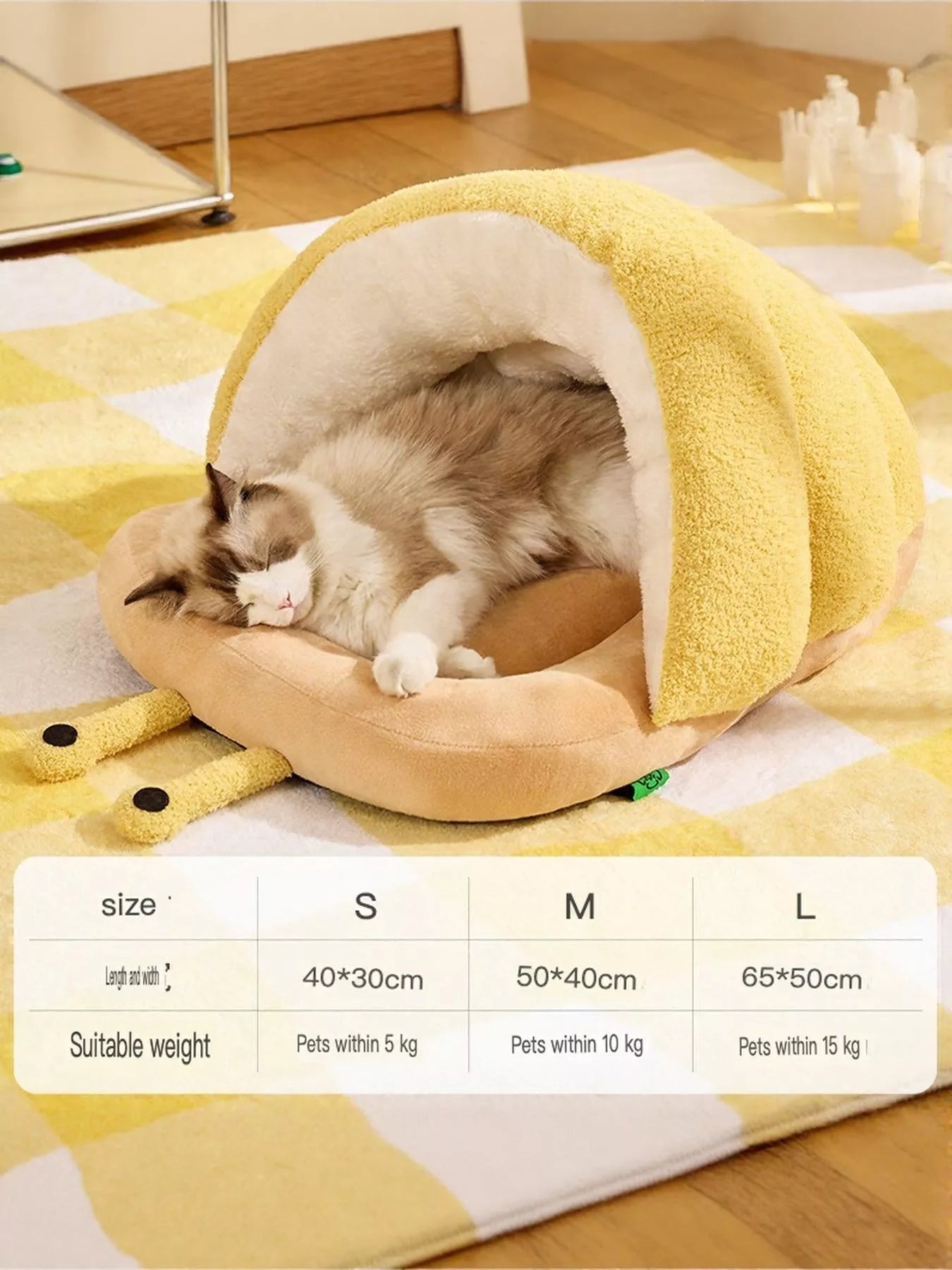 Cozy Caterpillar Shape Pet Nest with Plush Interior – Soft Enclosed Bed for Cats & Small Dogs – view 7