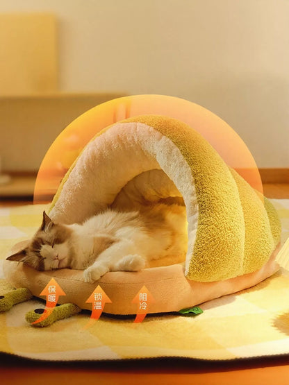 Cozy Caterpillar Shape Pet Nest with Plush Interior – Soft Enclosed Bed for Cats & Small Dogs – view 8