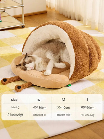Cozy Caterpillar Shape Pet Nest with Plush Interior – Soft Enclosed Bed for Cats & Small Dogs – view 9
