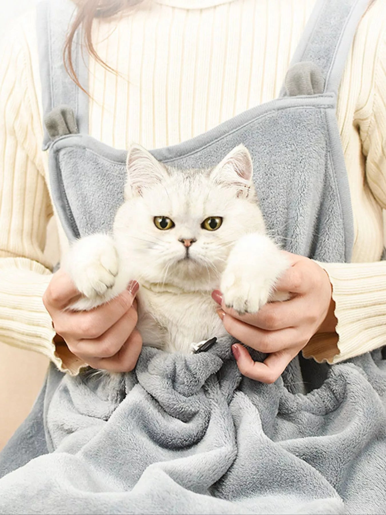 Cozy Hands-Free Pet Carrier Apron with Paw Holes – view 4