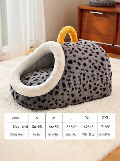 Cozy Polka Dot Pet Nest Bed with Carry Handle – view 9