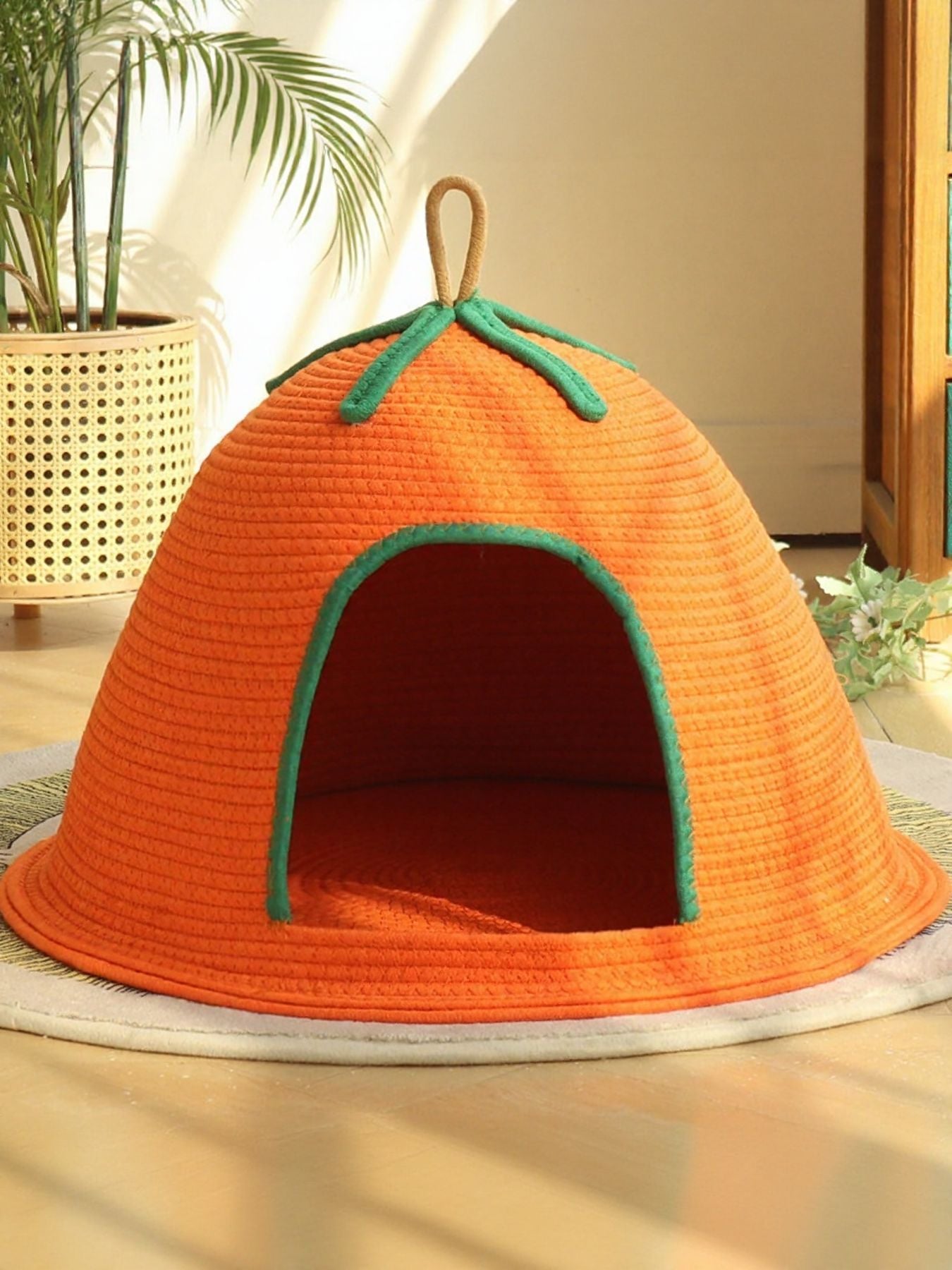 Cozy Rope Woven Cat Cave Bed with Handle – Semi-Enclosed Polyester Nest for Cats & Dogs – view 10