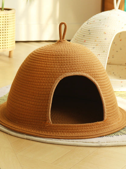 Cozy Rope Woven Cat Cave Bed with Handle – Semi-Enclosed Polyester Nest for Cats & Dogs – view 11