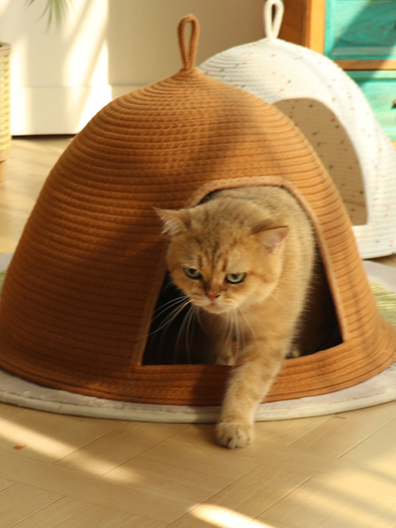 Cozy Rope Woven Cat Cave Bed with Handle – Semi-Enclosed Polyester Nest for Cats & Dogs – view 13