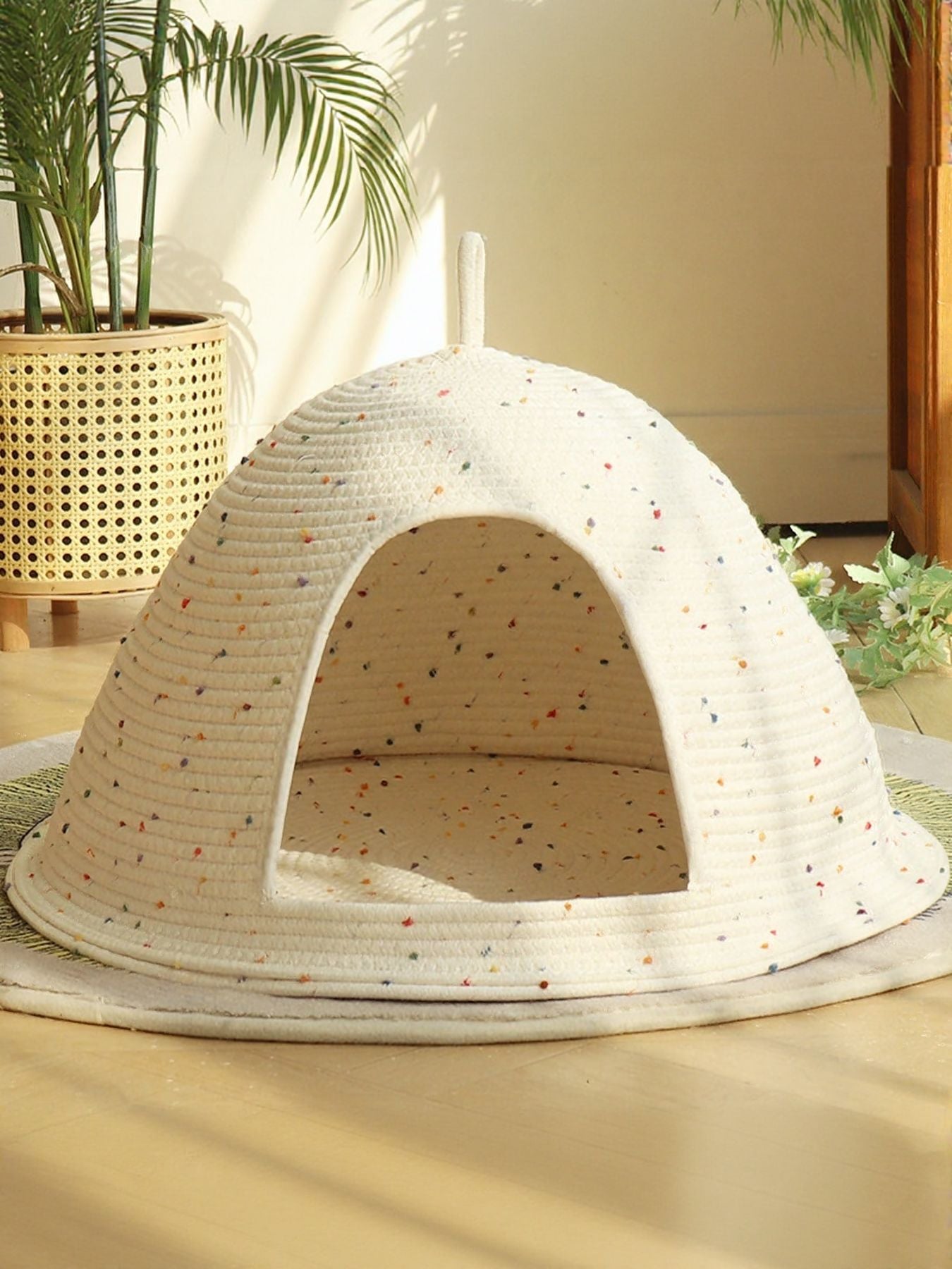 Cozy Rope Woven Cat Cave Bed with Handle – Semi-Enclosed Polyester Nest for Cats & Dogs – view 2