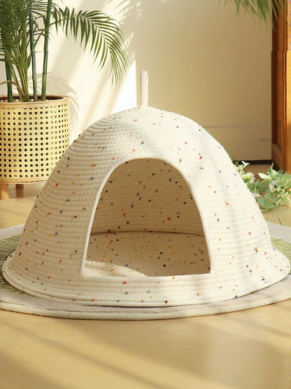 Cozy Rope Woven Cat Cave Bed with Handle – Semi-Enclosed Polyester Nest for Cats & Dogs – view 2