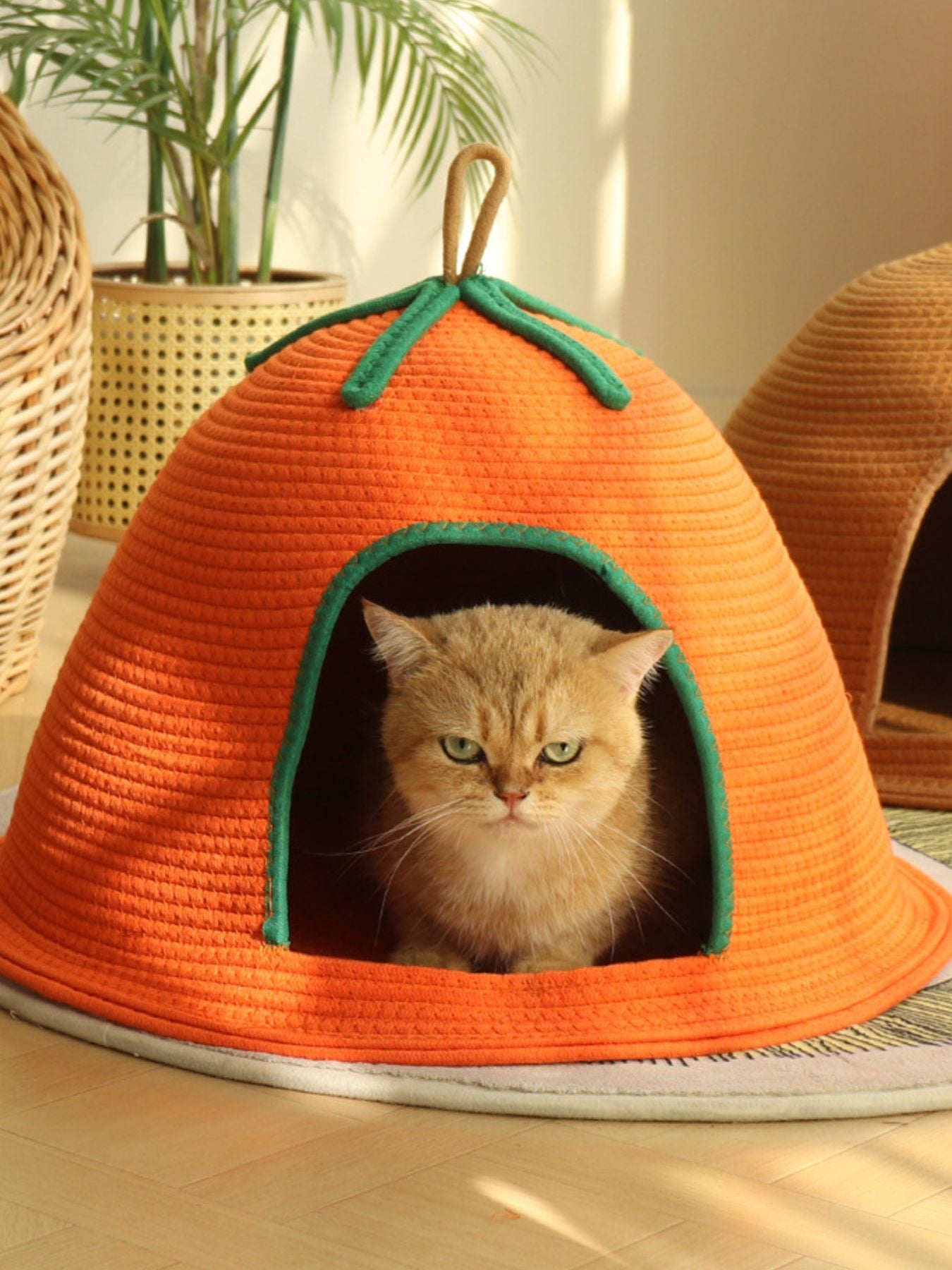 Cozy Rope Woven Cat Cave Bed with Handle – Semi-Enclosed Polyester Nest for Cats & Dogs – view 8