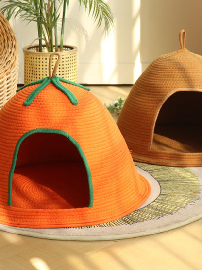 Cozy Rope Woven Cat Cave Bed with Handle – Semi-Enclosed Polyester Nest for Cats & Dogs – view 9