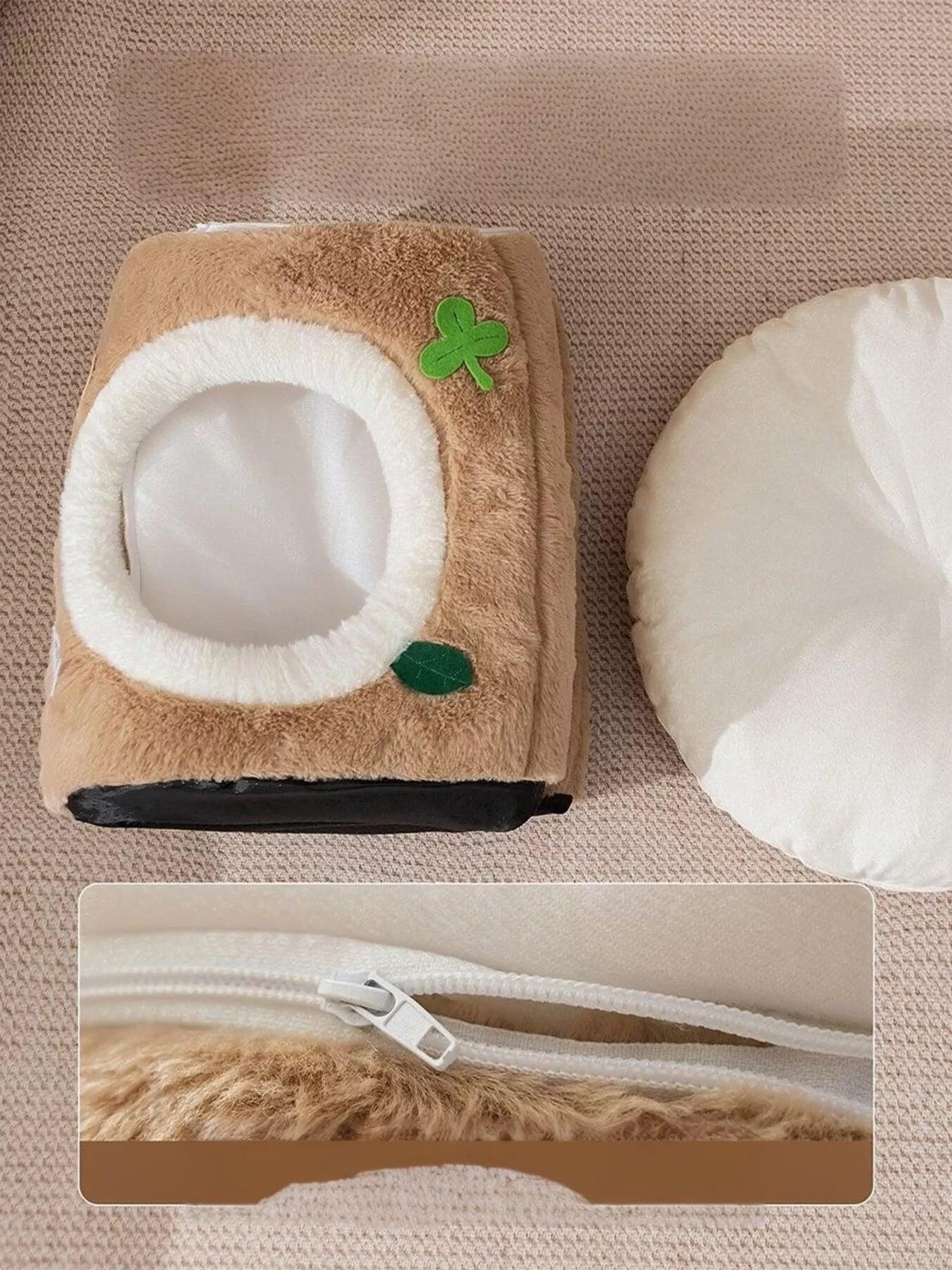 Cozy Tree Stump Polyester Pet Nest – Semi-Enclosed Novelty Bed for Cats & Dogs, S–L – view 7