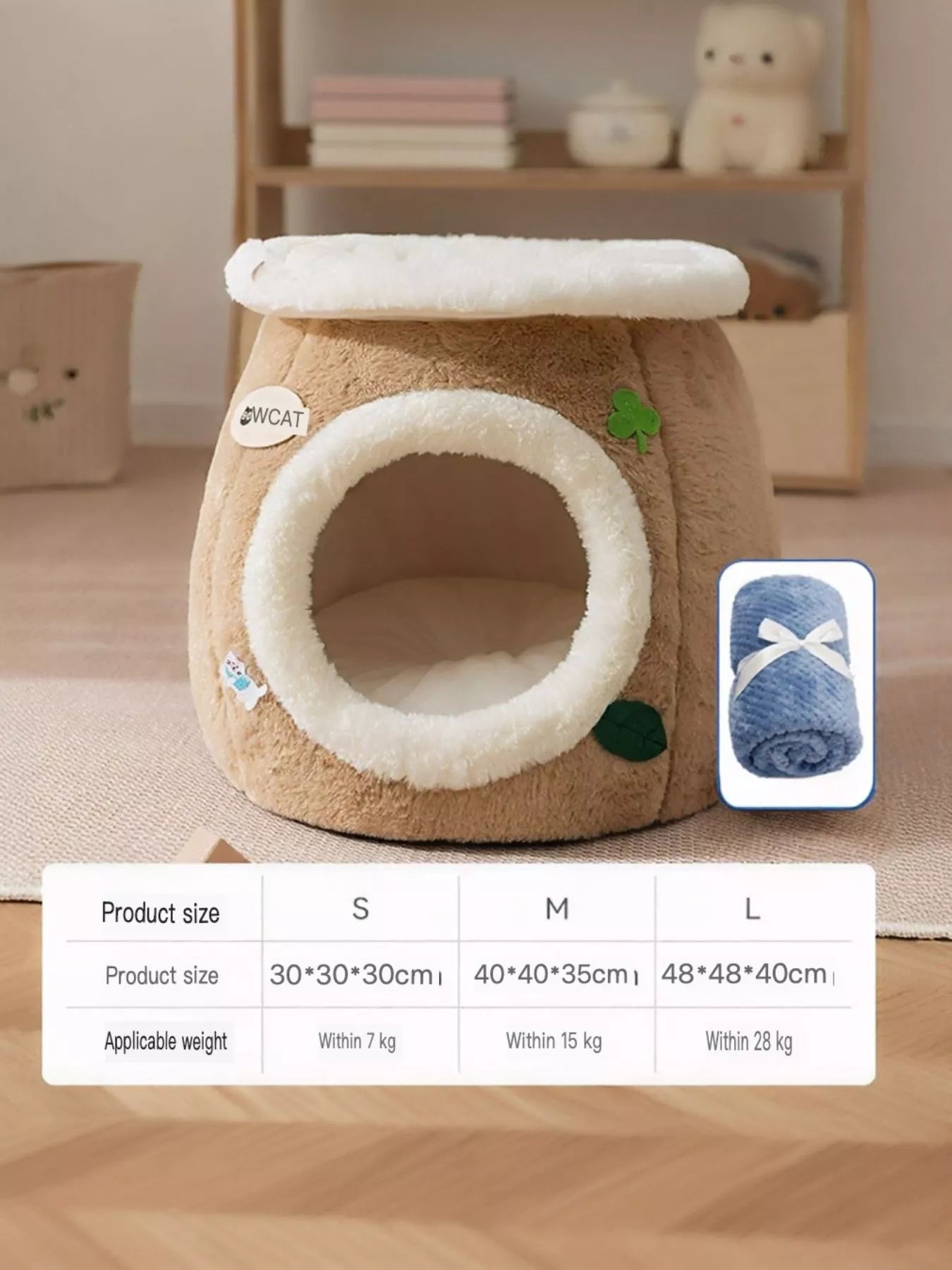Cozy Tree Stump Polyester Pet Nest – Semi-Enclosed Novelty Bed for Cats & Dogs, S–L – view 9