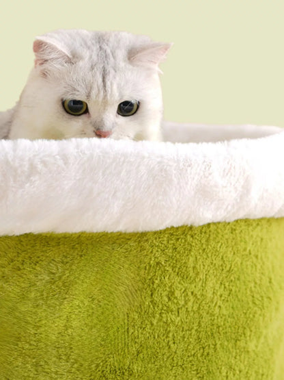 Cozy Warm Round Covered Semi-Enclosed Polyester Pet Nest – Foldable Bed for Cats & Dogs – view 5