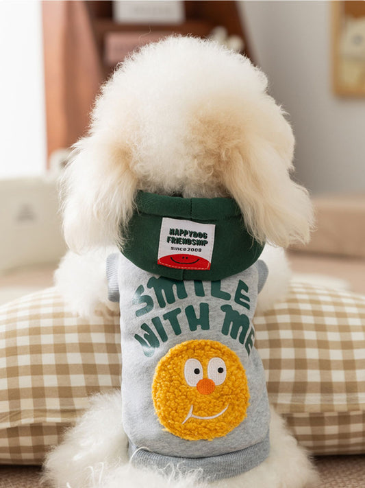 Cute cartoon print pet top with pocket, soft t-shirt for dogs and cats