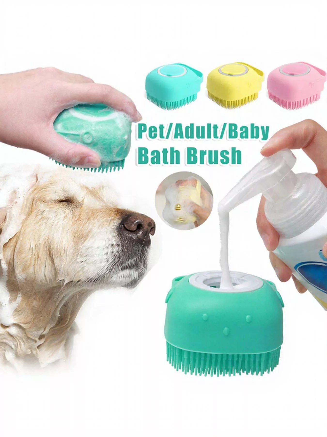 Cute cartoon TPE silicone pet bath brush for dogs and cats