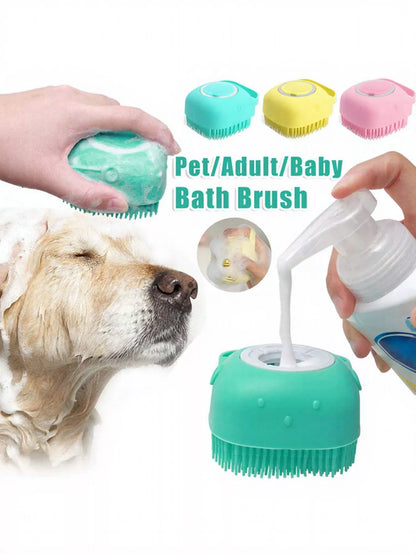 Cute cartoon TPE silicone pet bath brush for dogs and cats