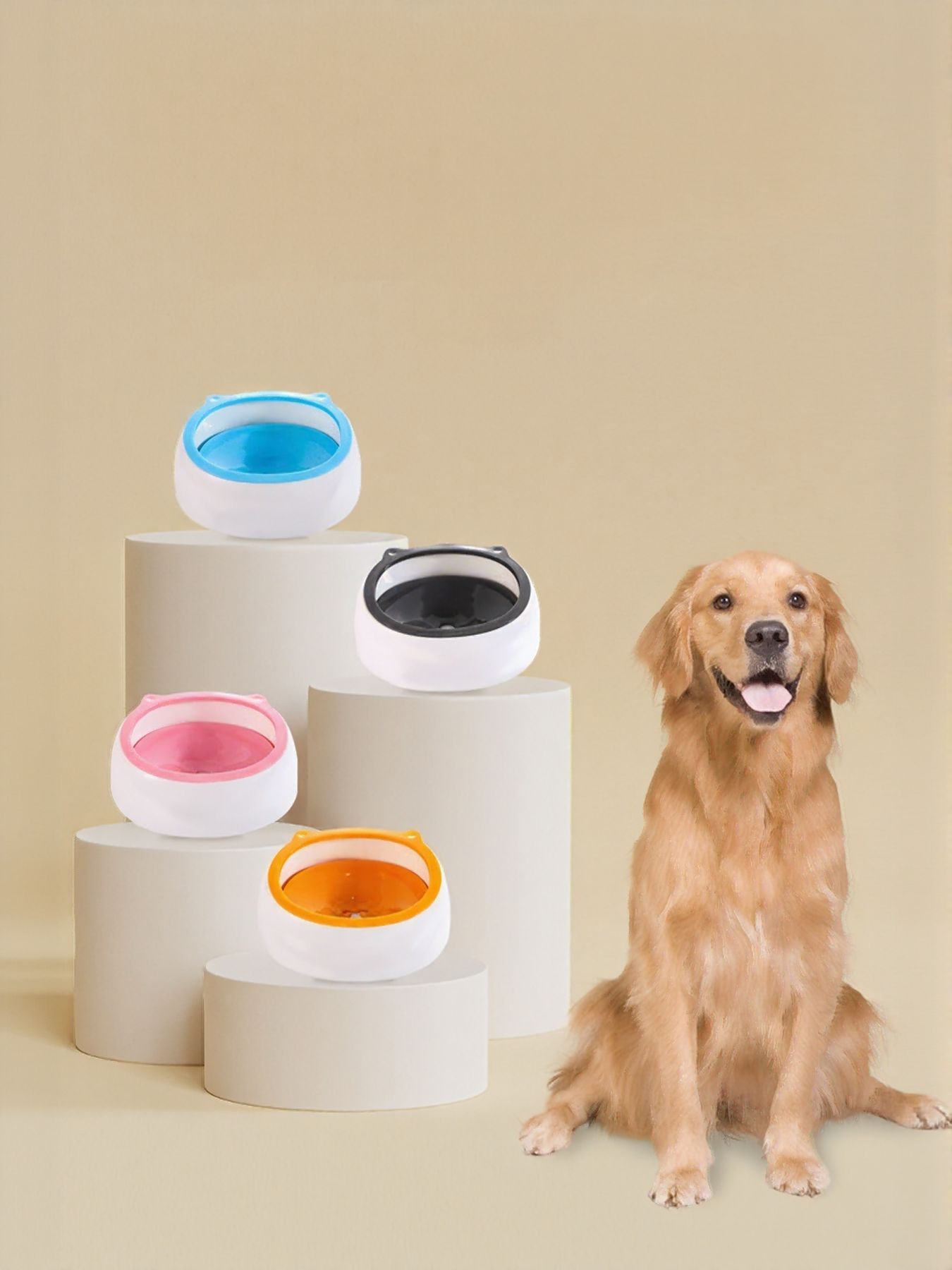 Cute cat ear ABS pet bowl for cats and dogs