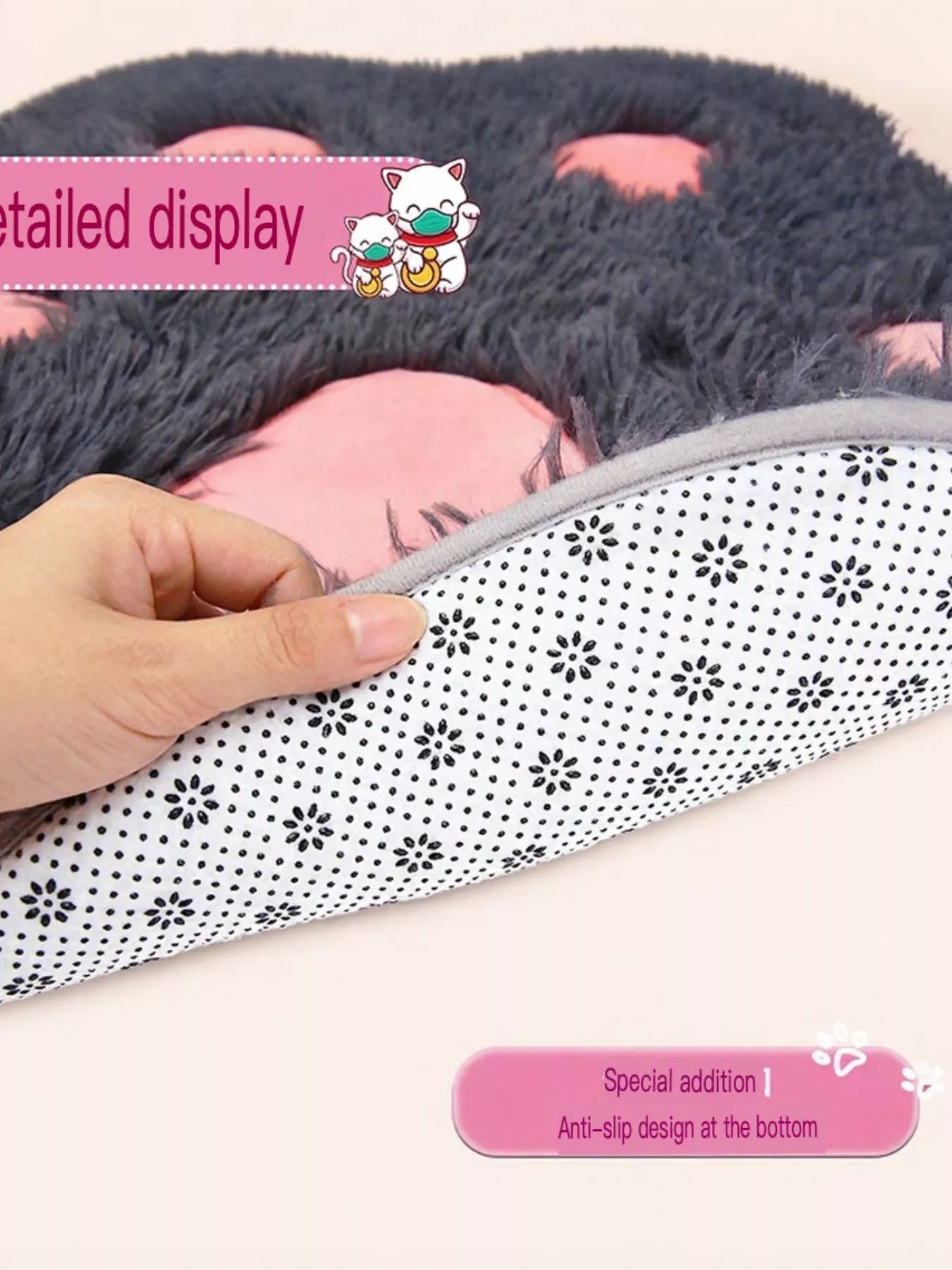 Cute Paw Shape Plush Pet Mat – view 5