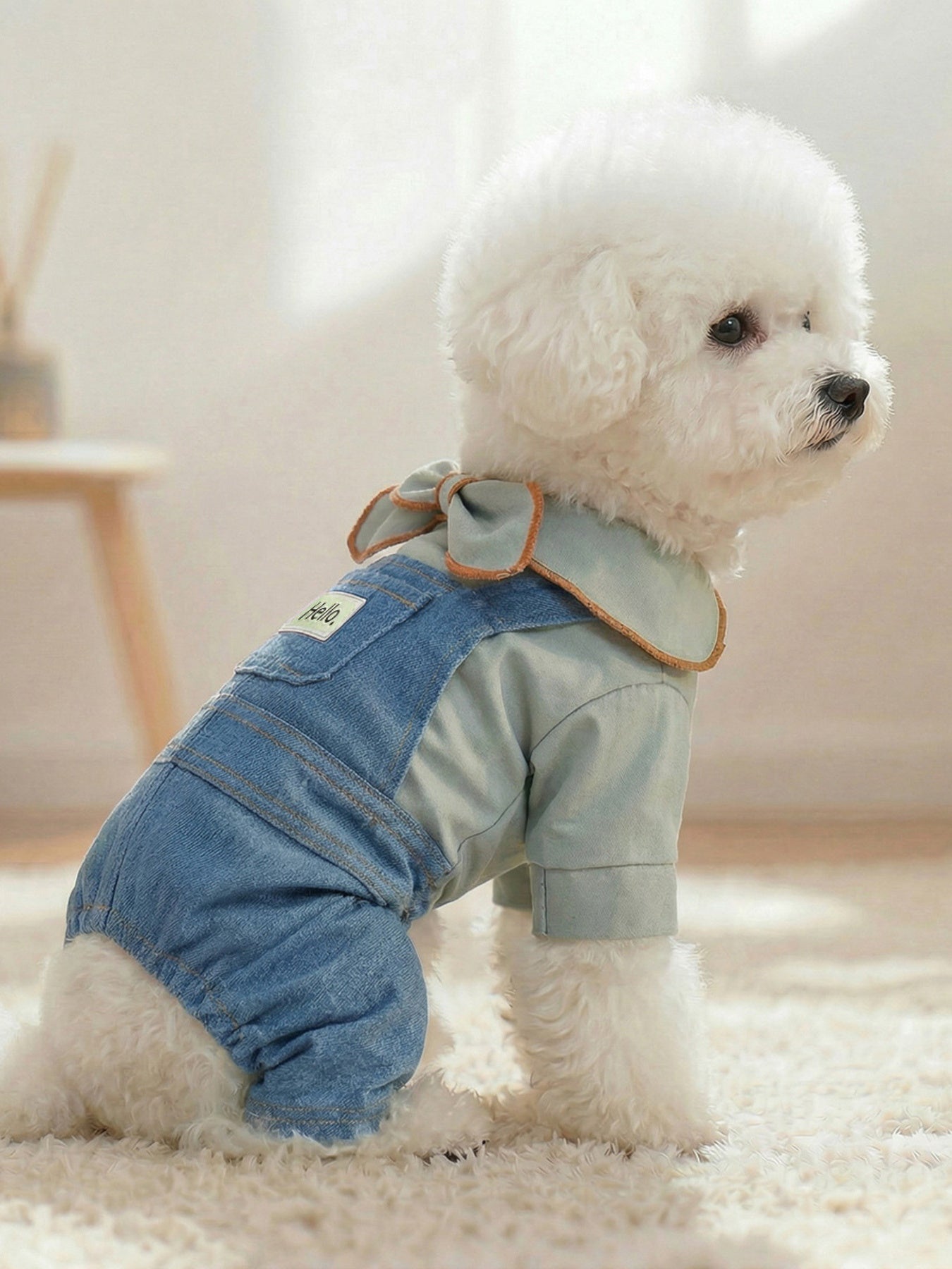Denim Bow-Knot Pet Jumpsuit – Pocketed Dog & Cat Jean Romper – view 2