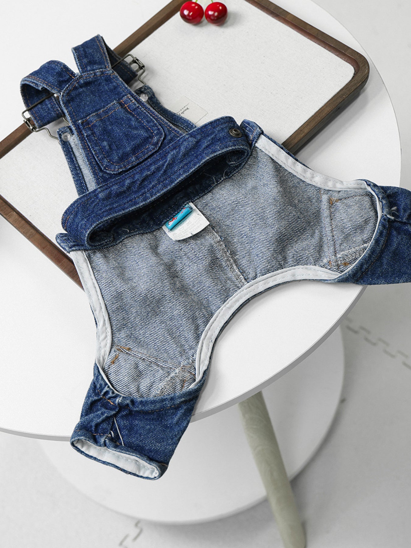 Denim Pet Overalls – Button-Up Pocketed Dog & Cat Jean Overalls – view 4