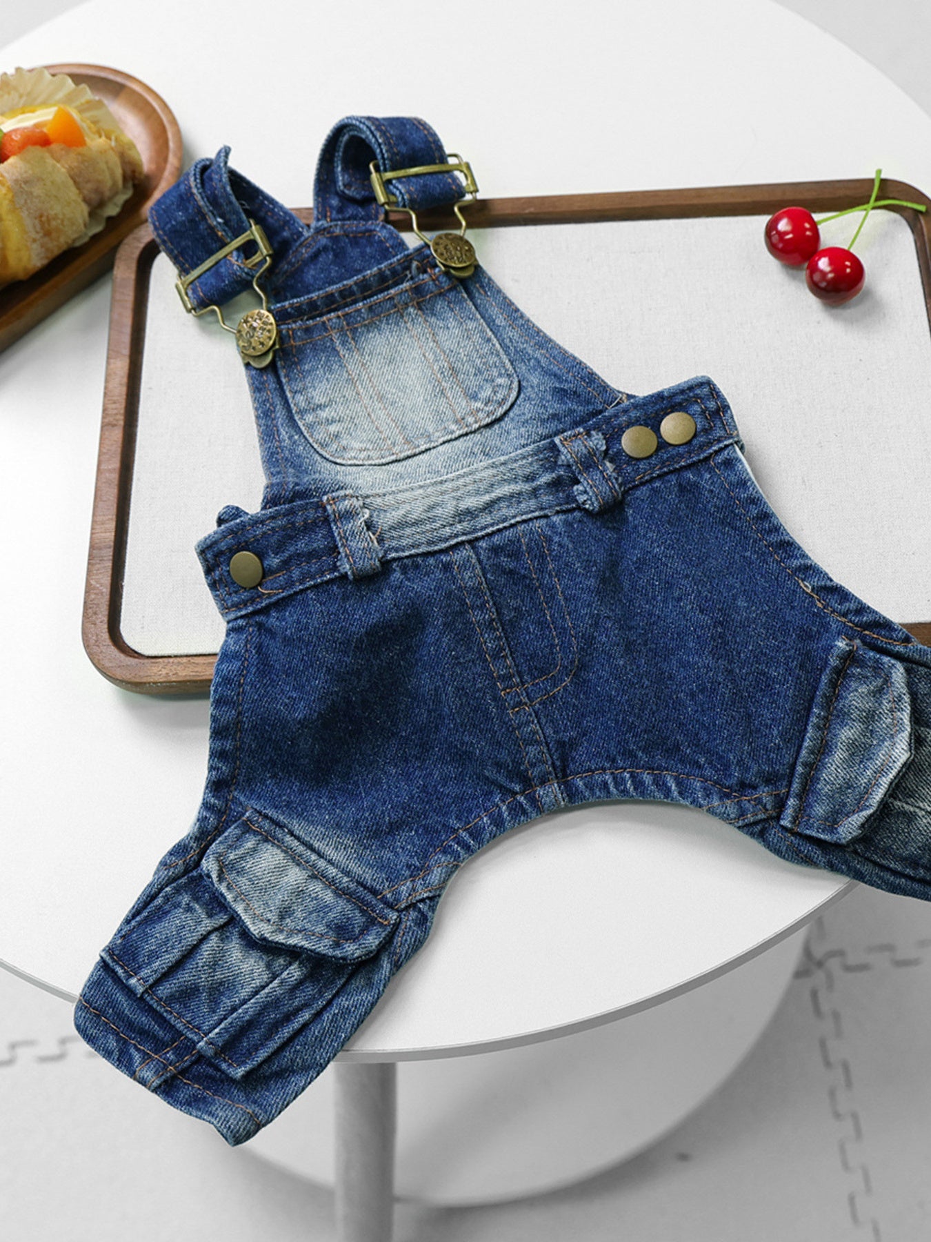 Denim Pet Overalls – Button-Up Pocketed Dog & Cat Jean Overalls – view 5