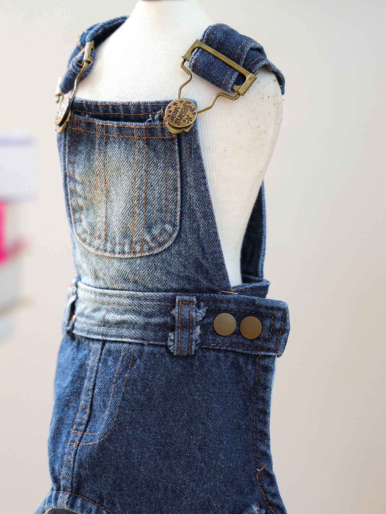 Denim Pet Overalls – Button-Up Pocketed Dog & Cat Jean Overalls – view 6