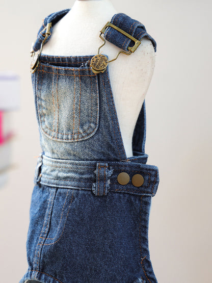 Denim Pet Overalls – Button-Up Pocketed Dog & Cat Jean Overalls – view 6
