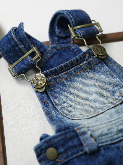 Denim Pet Overalls – Button-Up Pocketed Dog & Cat Jean Overalls – view 7