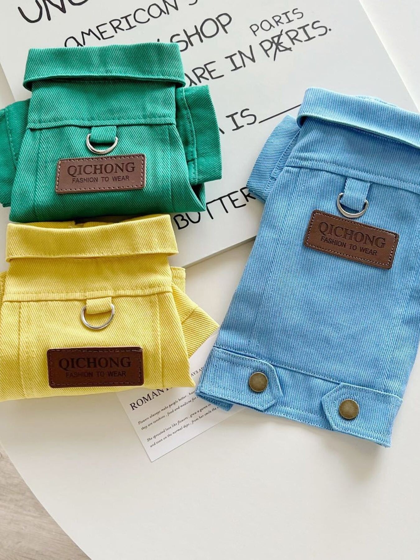 Denim-Style Pet Jean Jacket – Buttoned Polyester Jacket with Pockets for Dogs & Cats – view 2