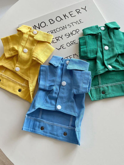 Denim-Style Pet Jean Jacket – Buttoned Polyester Jacket with Pockets for Dogs & Cats – view 4