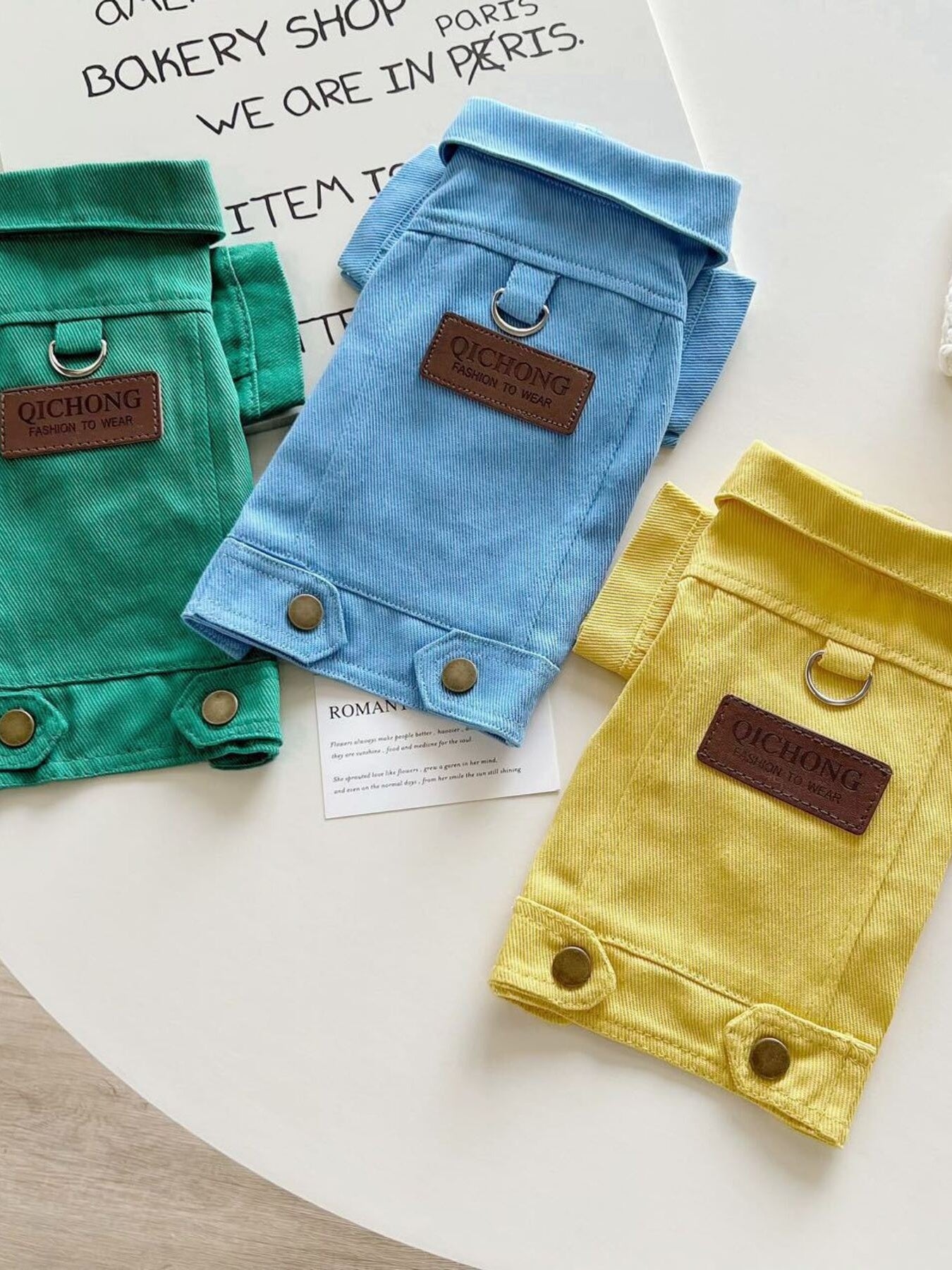 Denim-Style Pet Jean Jacket – Buttoned Polyester Jacket with Pockets for Dogs & Cats – view 5