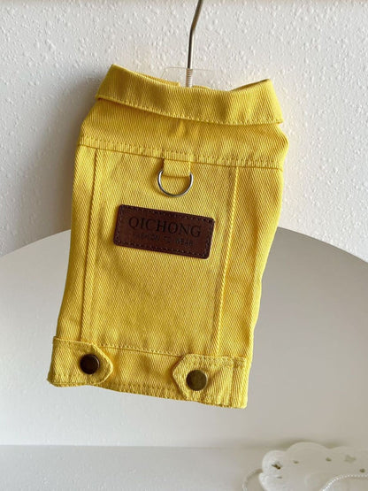 Denim-Style Pet Jean Jacket – Buttoned Polyester Jacket with Pockets for Dogs & Cats – view 6