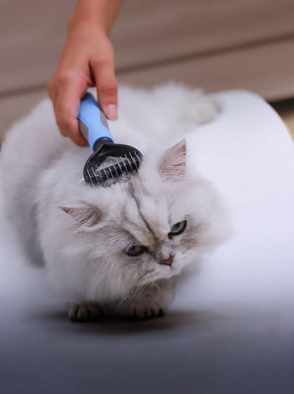 Deshedding Steel Pet Hair Removal Comb – Reduces Shedding Grooming Tool for Dogs & Cats – view 2