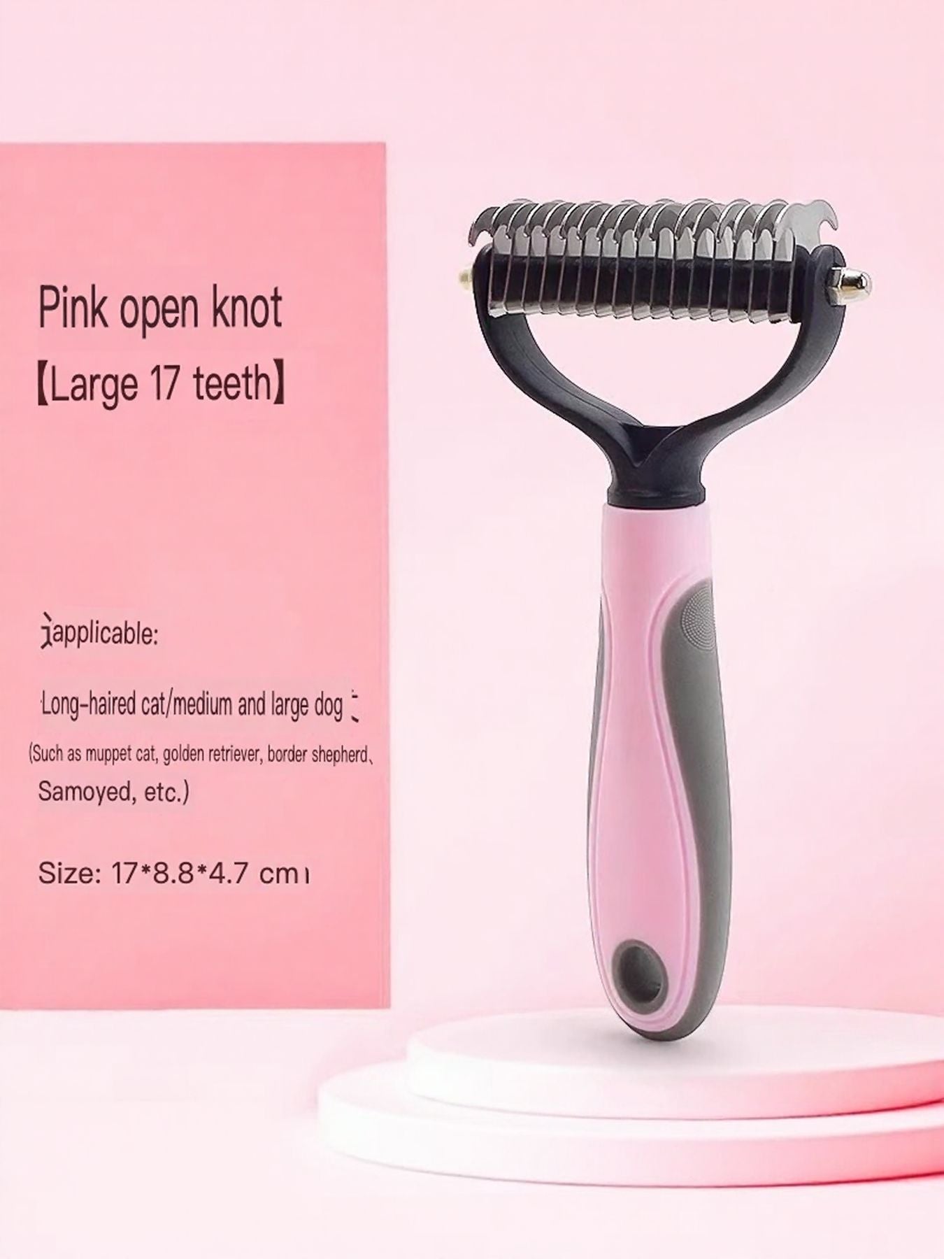 Deshedding Steel Pet Hair Removal Comb – Reduces Shedding Grooming Tool for Dogs & Cats – view 8