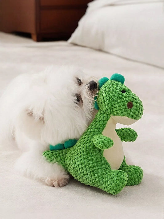 Dinosaur squeaky cotton plush chew toy for dogs and cats